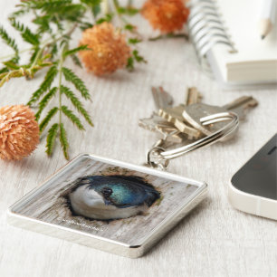 Porte-clés Étonnant oiseau-chanteur d'hirondelle d'arbre dans
