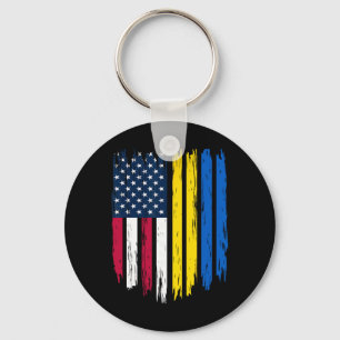 Porte-clés Étranger immigrant - États-Unis Ukraine Drapeau
