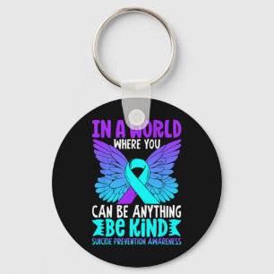 Porte-clés Être Type Papillon Turquoise Purple Ribbon Suicide