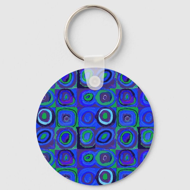 Porte-clés Étude de couleur carrés Squares Bleus Cercles (Recto)