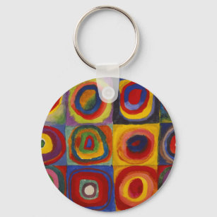 Porte-clés Étude de couleur des cercles Carré par Kandinsky