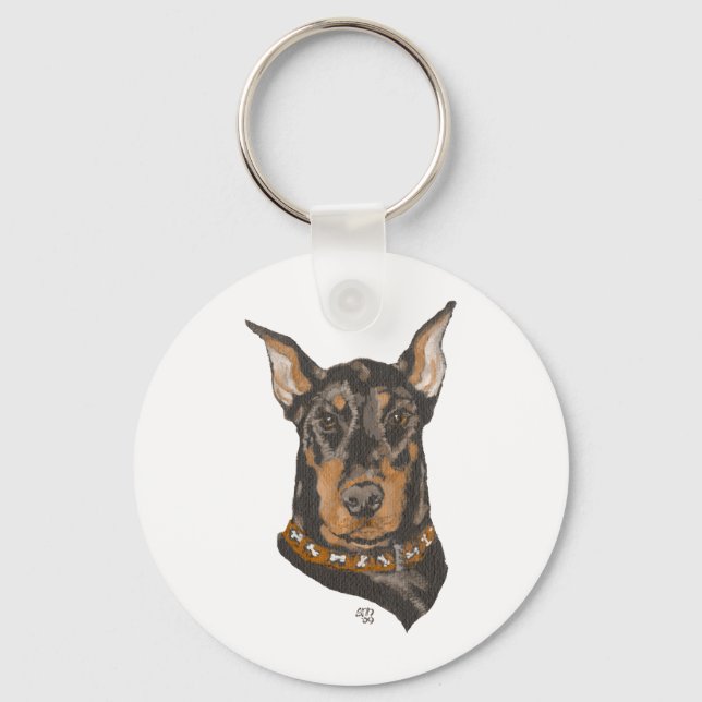 Porte-clés Étude de tête de Doberman Pinscher (Recto)