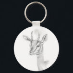 Porte-clés Étude Gazelle dans le crayon Bouton de base Bouton<br><div class="desc">Gazelle Etude au crayon 5, 7 cm Bouton de base Clé Bouton Ring par guide safari,  artiste et sculpteur Paul.S.Foster.</div>