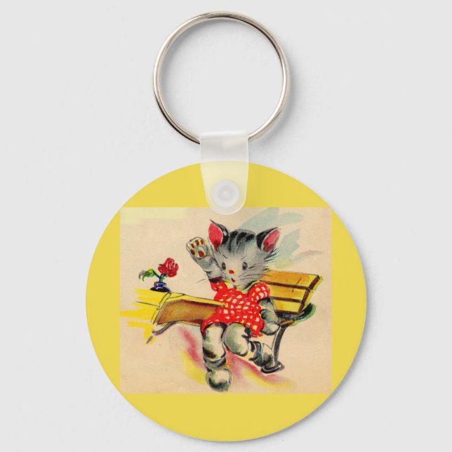 Porte-clés étudiant en chat kitten (Recto)