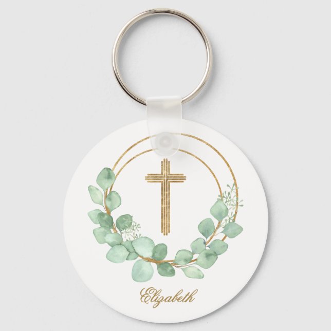 Porte-clés Eucalyptus Gold Cross (Recto)
