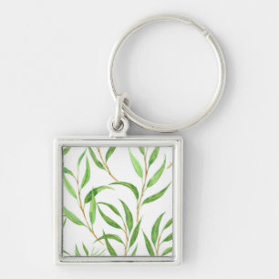 Porte-clés Eucalyptus motif aquarelle sur blanc