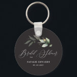 Porte-clés Eucalyptus noir douche nuptiale<br><div class="desc">Etherial aquarelle feuillage et métal effet d'or nuptiale conception de douche. Avec de beaux détails aquarelle. Ce design moderne est sûr de définir le style pour votre journée spéciale.</div>