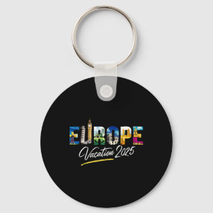 Porte-clés Europe 2025 Vacances en famille Souvenir Voyage ét