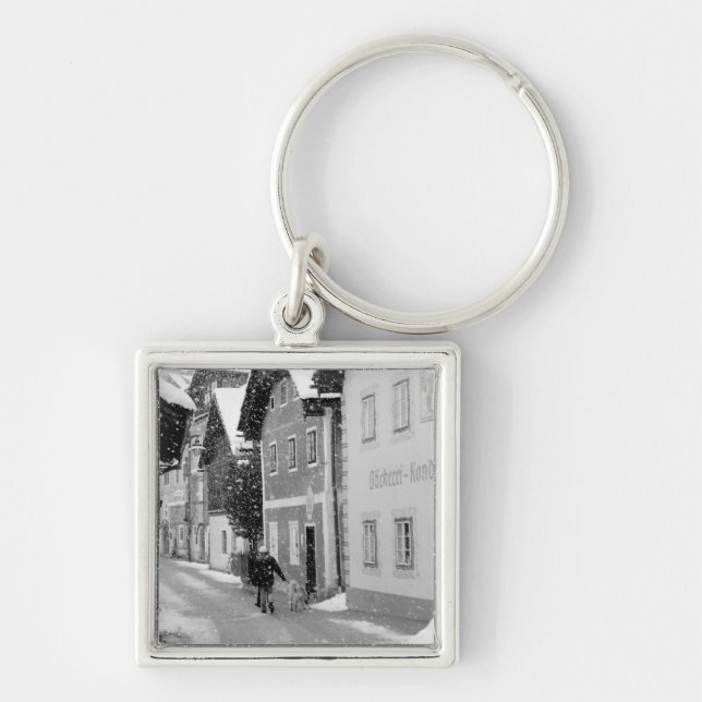 Porte-clés Europe, Autriche, Hallstat. Rue enneigée (Devant)