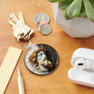 Porte-clés Évangile divin Jésus regardant dans les cieux