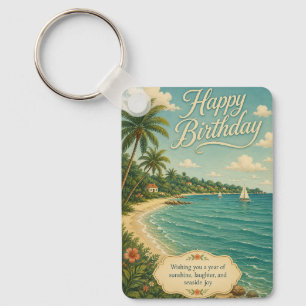 Porte-clés Évasion d'anniversaire ensoleillée au bord de la m