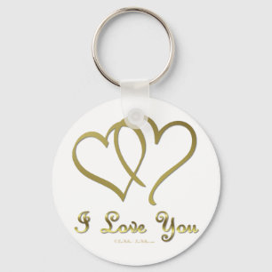 Porte-clés Eventré Gold Hearts i Love You