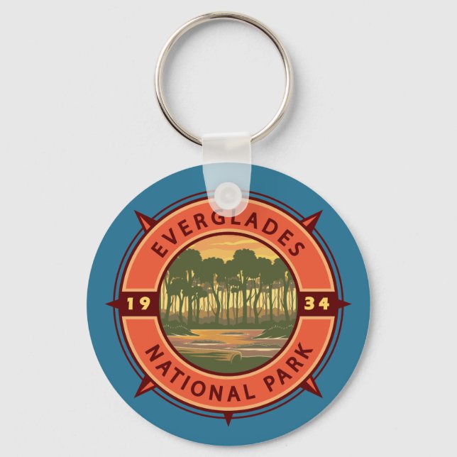 Porte-clés Everglades Parc National Sunset Retro Compass (Recto)