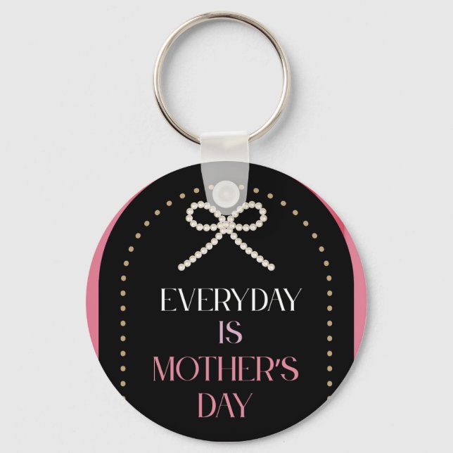 Porte-clés Everyday is Mothers Day Elegance Pink Bow Keychain (Recto)
