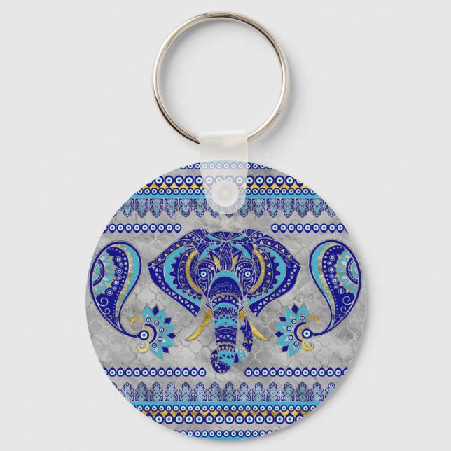 Porte-clés Evil Eye Elephant Motif ornemental (Recto)