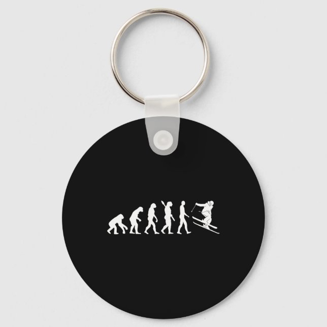 Porte-clés Évolution du ski Skieur drôle Ski freestyle Hiver  (Recto)
