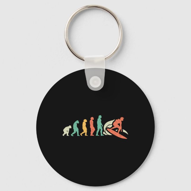 Porte-clés Évolution du Surf Surfiste Planche de Surf  (Recto)