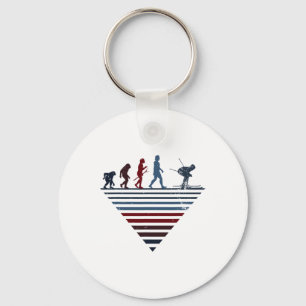 Porte-clés Évolution humaine - Joueur de ski vintage