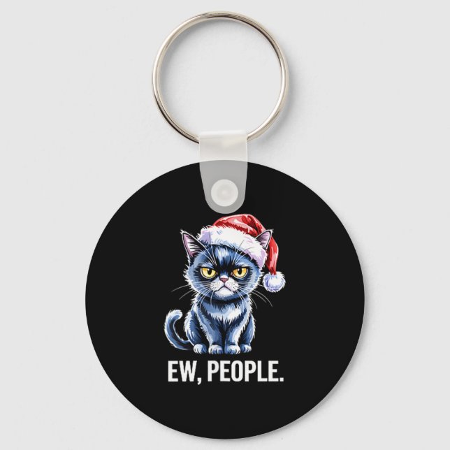 Porte-clés Ew People Black Cat Christmas Funny Introvert Holi (Recto)