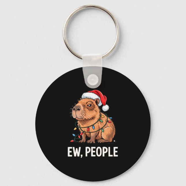 Porte-clés Ew People Capybara Christmas Lights Funny Introver (Recto)