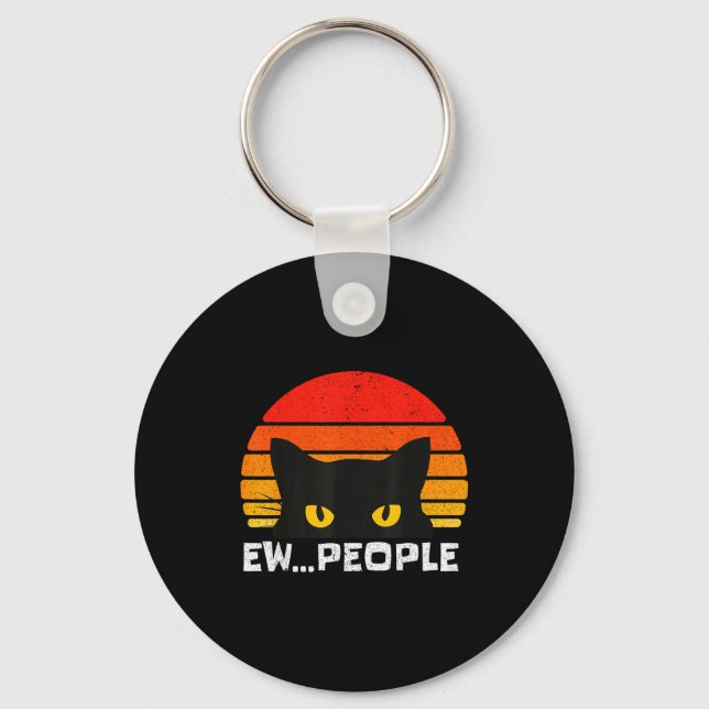 Porte-clés Ew People Retro Funny Black Cat Anti Social Men Wo (Recto)