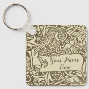 Porte-clés Ex-libris de chouette vintage Arts & Crafts Walter
