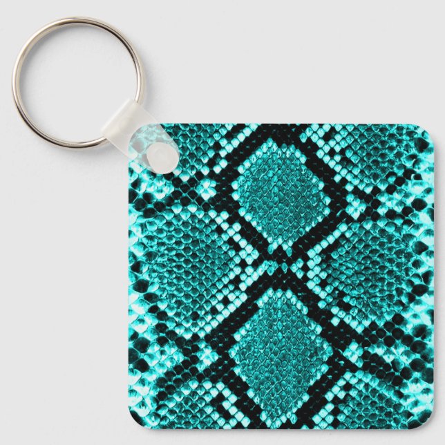 Porte-clés Exotic Aqua Diamond Rattlesnake Skin Animal Print (Recto)