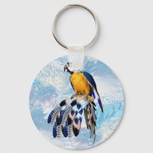 Porte-clés exotic-parrot bird tone feather guests gift (Recto)