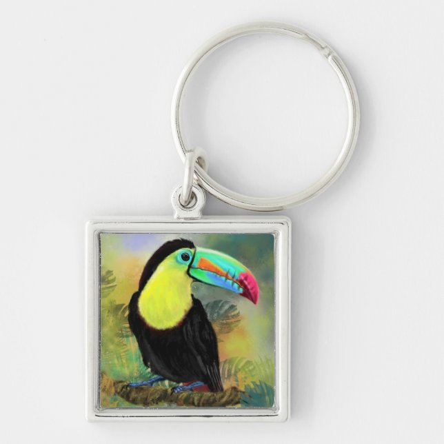 Porte-clés Exotic Tropical Toco Toucan Bird - Painting Migned (Devant)