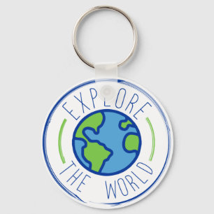 Porte-clés explorer le monde autocollant voyage