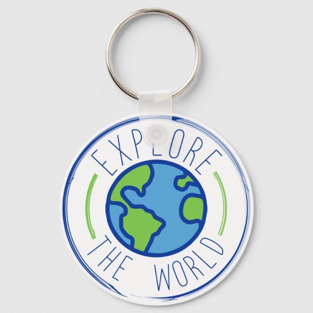 Porte-clés explorer le monde autocollant voyage (Recto)