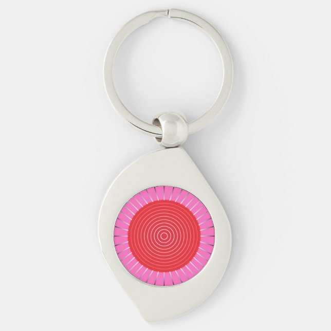 Porte-clés Explosion de soleil géométrique moderne - Fuchsia  (Devant)