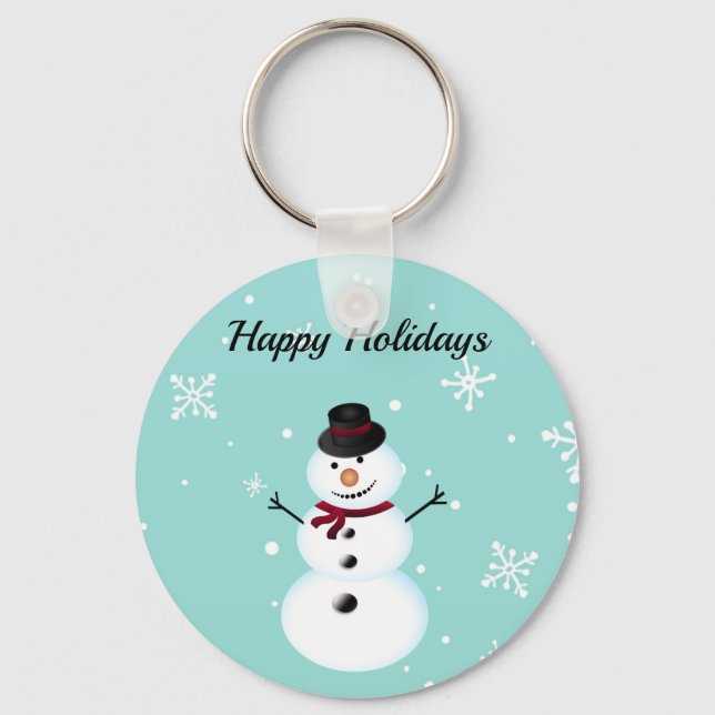 Porte-clés Extraordinaire, Cool, Blue Christmas Snowman (Recto)