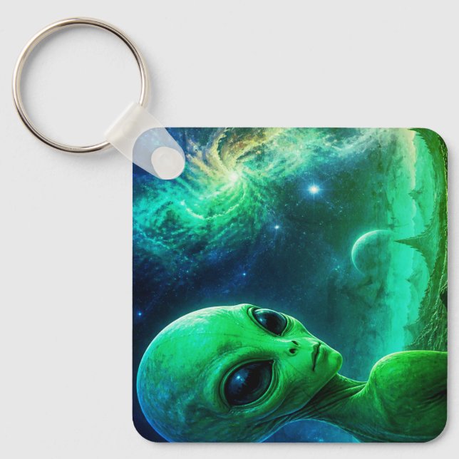 Porte-clés Extraterrestre regardant par-dessus son épaule (Recto)