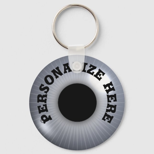 Porte-clés Eyeball gris argent noir lunatique (Recto)
