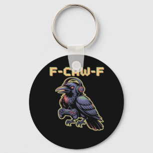 Porte-clés F-Caw-F Corbeau de jeu avec casque - Flux Edgy