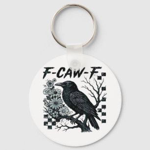 Porte-clés F-Caw-F Corbeau Oiseau Rétro Classique