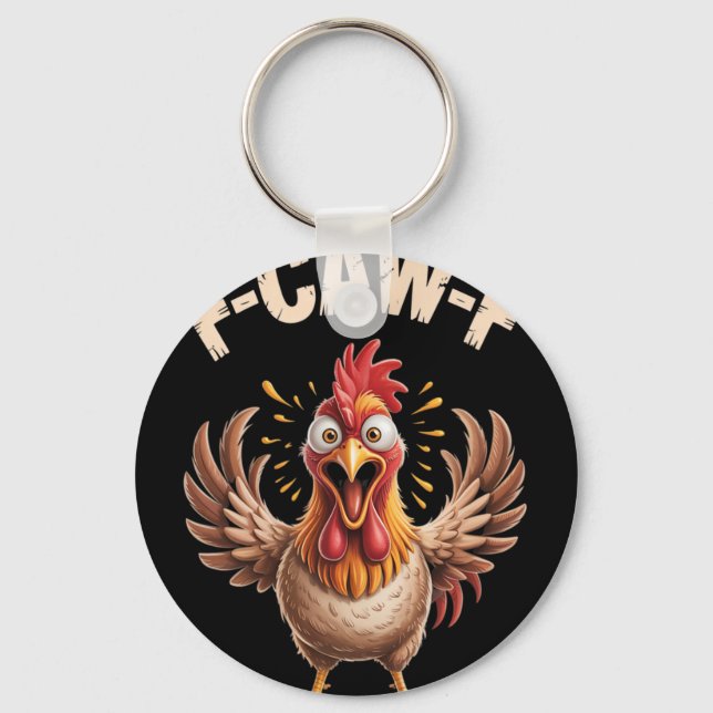 Porte-clés F-caw-f cri de poulet drôle regarde sarcastique fe (Recto)