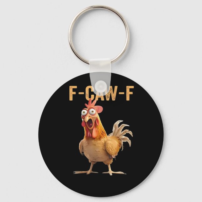 Porte-clés F Caw F Humour de poulet drôle Mème de coq Classiq (Recto)