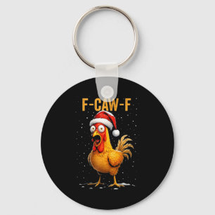 Porte-clés F-caw-f Humour de poulet drôle Mème de Noël Hommes