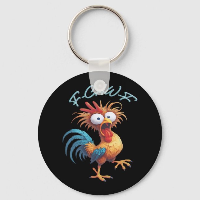 Porte-clés F Caw F Humour de poulet Rétro (Recto)