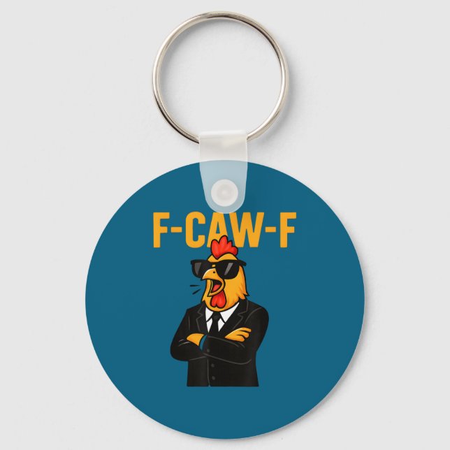Porte-clés F-caw-f - mème de coq poulet  (Recto)