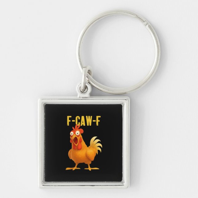 Porte-clés F Caw F Mème de poulet drôle Style moderne tendanc (Devant)