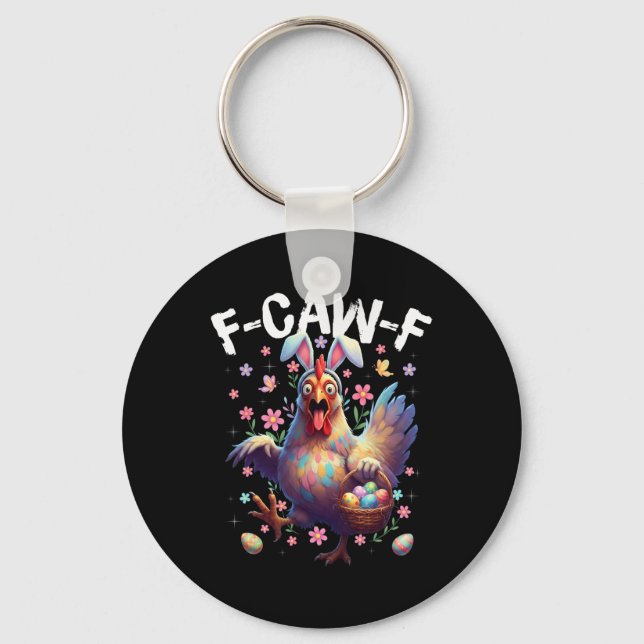 Porte-clés F-caw-f Poule Lapin Coq Mème Drôle de Pâques Da (Recto)