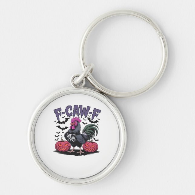 Porte-clés F-Caw-F Poulet Drôle Classique Graphique Rétro (Devant)