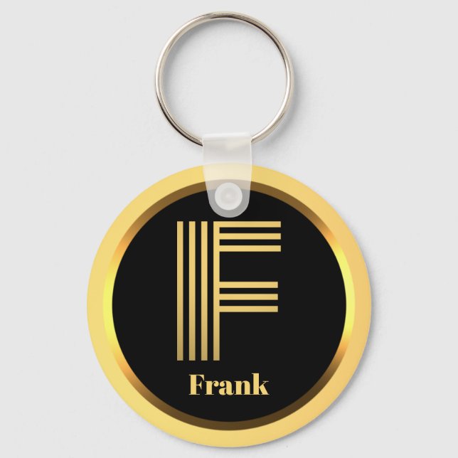 Porte-clés F Lettre or monogramme Personnalisée (Recto)