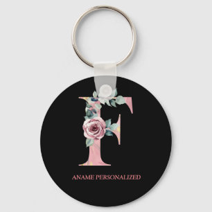 Porte-clés F Monogramme floral Nom Lettres Porte - clé d'âge 