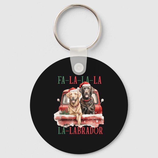 Porte-clés Fa La La Labrador Noël drôle  (Recto)