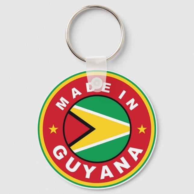 Porte-clés fabriqué dans le guyana drapeau produit étiquette  (Recto)