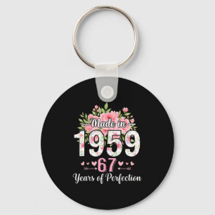 Porte-clés Fabriqué en 1959 Floral 67e anniversaire Femmes 67